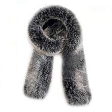 1 Pc Winter Fur Shawl Scarf Furry Scarf Imitation Fox Fur Collar Imitation Raccoon Fur Hat Strip Versatile Elongated For Women - Màu xám đen - Xem 4