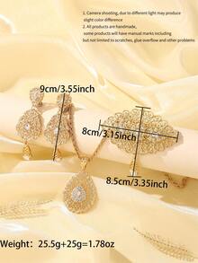 1 Set de Joyería de Moda para Mujer - Collar, Aretes, Broche Conjunto de 3 Piezas, Traje de Boda para Mujer, Accesorios para Vestido de Fiesta, Accesorios para Bata de Mujer - Multicolor - Ver 8