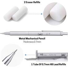 - 0.7mm Mechanical Pencil With Case, Metal Drawing Pencils - 銀色 - 查看 4