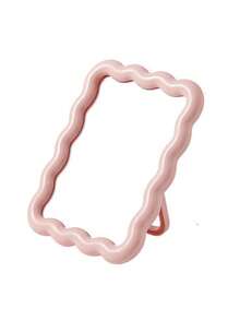 1pc Cute Makeup Mirror, Cream Wavy Design, Mountable On Desk Or Wall, Portable Travel Makeup Mirror, Suitable For Dorm, Vanity, Office, Makeup, Affordable, Room Decor, Vanity, Travel, Bedroom, Makeup Accessory, Mirror, Vanity Mirror, Mini Mirror, Compact Mirror, Small Mirror, Handheld Mirror, Tabletop Makeup Mirror, Holiday And Valentine's Day Gift - 彩色 - 查看 13