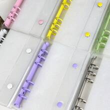1pc A6 Size Portable Transparent Loose Leaf Binder, 10pcs Refill, Can Be Used As Transparent Sticker Book, Sticker Album, Photo Storage Bag, Album, Budget Planner, Diary, Notebook, Office Supplies - Multicolor - View 4