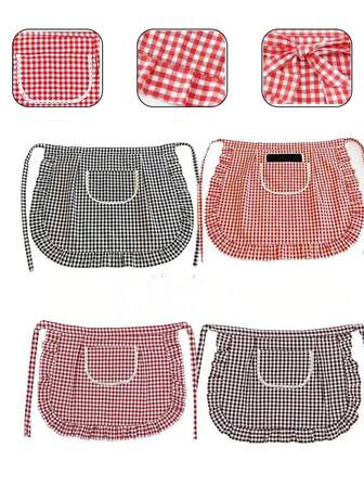1/2pcs Fashionable Half Apron, Breathable Cotton Fabric, Waist Apron For Cooking, Housework, Kitchen