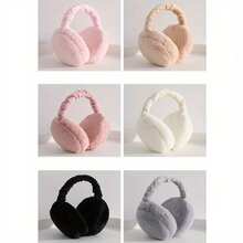 1个仿兔毛绒保暖防风耳罩，护耳保暖可折叠耳罩，可爱学生耳罩冬季骑行防护耳罩防冻毛绒耳袋，适合户外滑雪、骑行和徒步旅行 - 彩色 - 查看 5