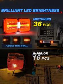 1 Drag 2 Trailer Rear Light Set 2.5m+7.5 M Cable, 12V Trailer Lighting With 7-Pin Plug, 4 Functions Rear Lights - Multicolor - View 2