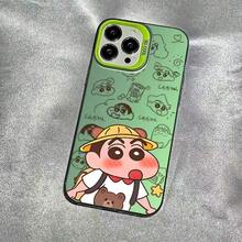 Funda de Teléfono Compatible con Apple 17 Pro,  16 Pro Max, Color Plata, Funda Mate X 13/12/11, Crayon Shin-chan - Negro - Ver 11