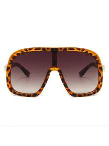 1 Pair Women's Leopard Print Shield-Shaped PC Frame Personalized Connected Lens Large Frame Street Style Vacation Fashion Fashion Glasses - Multicolor - View 5