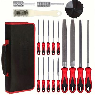 13pcs Metal File Set, Includes 12 Needle Files And Cleaning Brush - High Strength Alloy Steel Precision Shaping And Carving Tools, Ergonomic Handles, Suitable For Metal, Wood, Glass, Jewelry - Durable Craft Tools With Assorted Flat And Round Files, Metal Working Tools