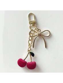Cherry Keychain Cross-Border Hot-Selling Fruit Pendant Alloy Bag Pendant Cherry Keychain Women's Bag Pendant - 紅色細閃 - 查看 10