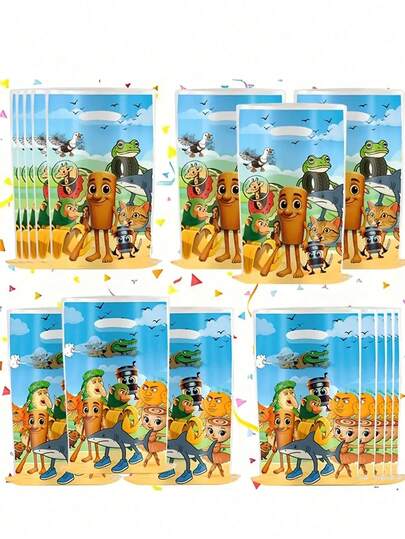 10Pcs/Set Blue Series Brain Rot Themed Party Gift Bags - 10Pcs Reusable Polypropylene (PP) With Handles, Fantasy Design For Party Decorations & Small Gifts, Mixed Colors, Party Gift Bags | Playful Design | Party Bags, Party Decorations Supplies, Funny Tumbler Crocodile, Funny Tumbler Barbado