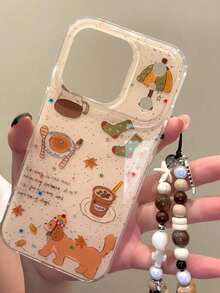 可爱枫叶涂鸦泼墨手机壳，兼容 17 Pro Max、17 Pro、16 Pro Max、15 Pro、17 Air、14 Plus、13 Pro、12、11，带可爱腕带链条后盖 - 塗鴉 - 查看 5