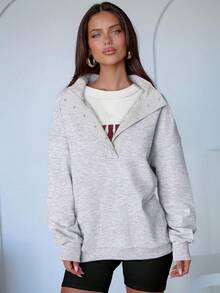 Blusas holgadas de manga larga con botones para mujer, estilo casual de otoño, ajuste suelto, moda para adolescentes - Marrón - Ver 9