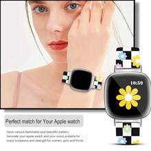 Compatible With Watch Band Fitbit Versa 3, Versa 4, Sense, Sense 2, Holiday Pattern Silicone Replacement Strap{Inchcolor_nameinch:InchBlackandWhiteCheckeredinch,Inchsize_nameinch:InchForVersa4/Versa3/Sense2/Senseinch} - BlackandWhiteCheckered - View 7