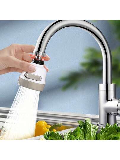Cabezal de rociador de grifo de cocina giratorio 360 grados, 3 modos de rociado ajustables - Aireador de grifo que ahorra agua con funciones de pulso, ducha y pulso + rociado, cabezal de rociador de grifo de plástico universal para uso doméstico en la cocina