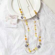 Noessla Layered Long Necklaces For Women Crystal Beaded Statement Necklace Sweater Silver Chain With Gifts Box Jewelry{Inchcolor_nameinch:InchYellowinch} - 黃色 - 查看 7