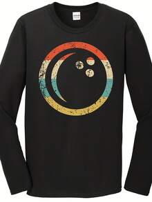 Bowling Long Sve T-Shirt - Bowling Ball Icon R 1970's Style Bowler Shirt - 款式5 - 查看 1