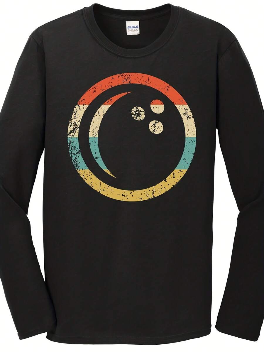 Bowling Long Sve T-Shirt - Bowling Ball Icon R 1970's Style Bowler Shirt - 款式5 - 查看 1