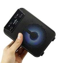 Bluetooth Speaker With FM Radio, 3" Wireless SD Card Reader With LED Light - Black - View 3