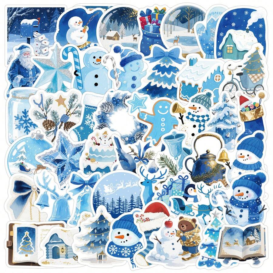 50PCS Ice And Snow Christmas Day Decoration Graffiti Stickers DIY Decorative Decals Phone Case Laptop Diary Guitar Cups Stationery Waterproof Stickers - Multicolor - View 1