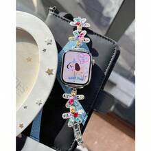 1 pieza de correa de metal con diamantes de estrella de mar calada compatible con Apple Watch de 38/40/41/42/44/45/46/49mm, compatible con Ultra/Se10/9/8/7/6/5/4/3/2/1 - Multicolor - Ver 11