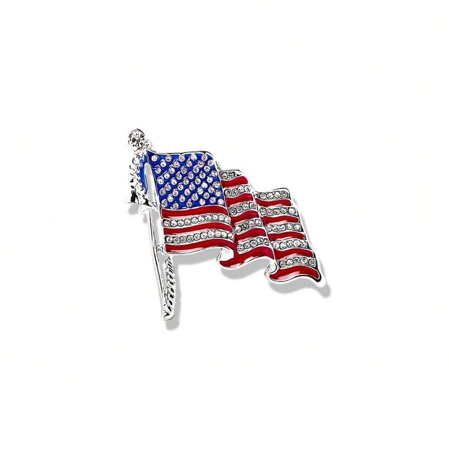 1-4Pcs  Day Badge Pins Brooch For Men Women 4th Of July White Blue Red USA American Flag Lapel Pins American Star Pins Patriotic Brooch Jewelry{Inchcolor_nameinch:InchAmericanFlag-Silverinch} - 美國國旗-銀色 - 查看 1