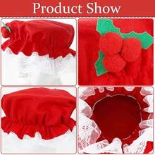 Berry Bonnet Hat Mob With Lace Trim,Mrs Santa Claus Costume Handmaid Old Lady Xmas Christmas Party Costume Cosplay - Multicolor - View 10