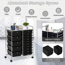 15-Drawer Rolling Storage Cart Mobile Cart With Colorful Drawers & Metal Frame - Black - View 5