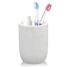 TFKI Toothbrush Holder Polyresin Toothbrush Organizer StandMulti-Functional Toothpaste Holder Makeup Brushes Cup Razors Holder For Bathroom Vanity Countertop Ideal For Home Hotel Marble Style (1Pack) - 白色 - 查看 1