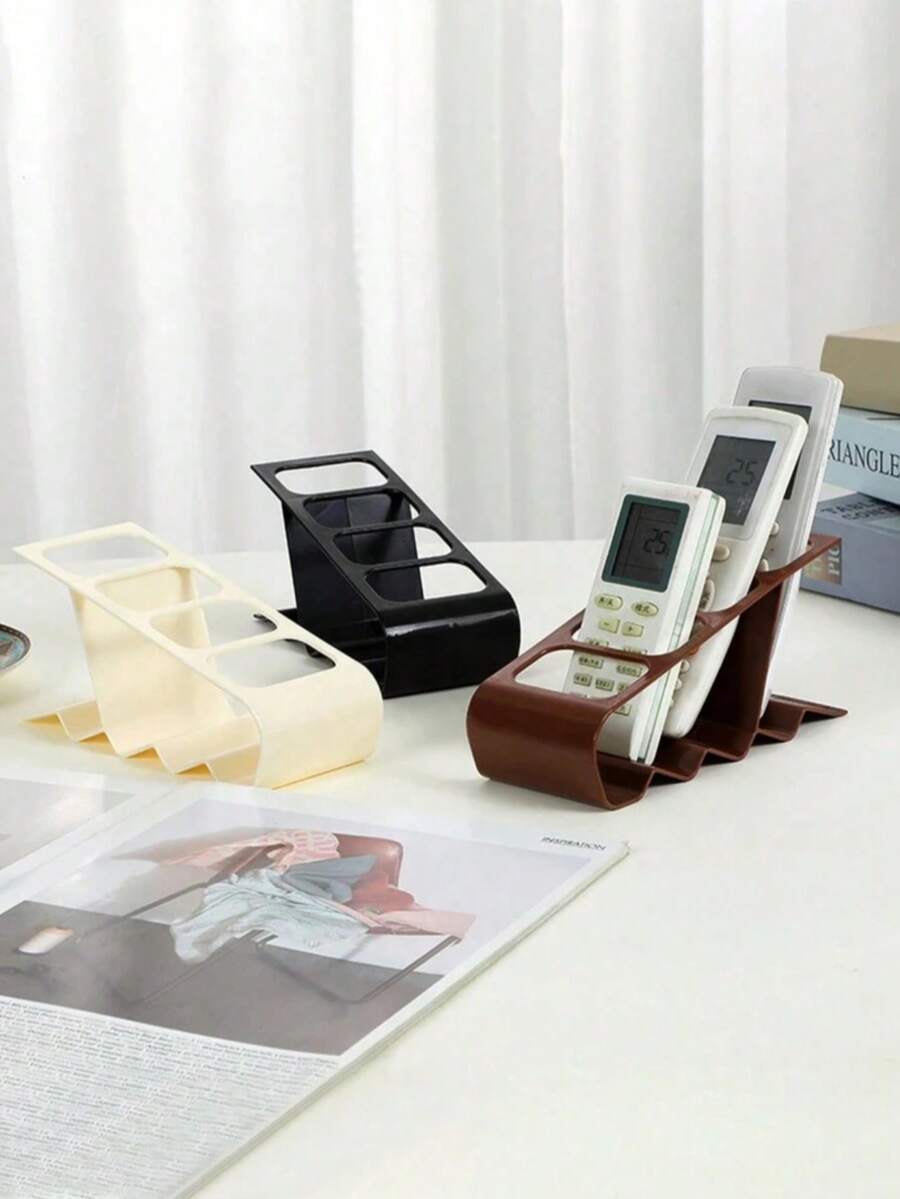 1 pieza Soporte compacto antideslizante para control remoto, caja de almacenamiento de plástico duradero para escritorio para controles remotos de aire acondicionado/TV, organizador multi-control remoto para oficina en casa/sala de estar/dormitorio, accesorio práctico de almacenamiento de escritorio para uso diario