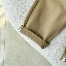بنطلون مرن للخصر للأولاد الصغار، مناسب للعب والارتداء اليومي، كاجوال مريح، مثالي للعطلات والخروجات - بني فاتح - مشاهدة 5