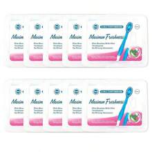 10 Pcs Mini Brushes-Disposable Toothbrushes With Toothpaste,Toothpaste + Tongue Scrapers + Floss + Pick For Work Or Travel, Individually Wrapped For Work Or Travel