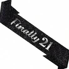 Finally 21 Birthday Sash With Silver&Red&Rose Red&Rainbow Foil Glitter, 21st Birthday Decoration Sash,21st Birthday Sash For Women Man,Twenty One Sash Party Favors Supplies - Multicolor - View 11
