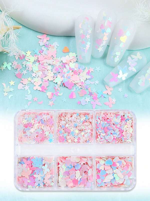 Shiny Mermaid Sequin Nail Art Decoration Star Moon Heart Glitter Paillettes Manicure Accessories DIY Nail Parts