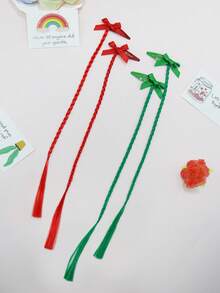 Pinzas para el cabello con lazo navideño, en colores rojo y verde de Navidad, accesorios minimalistas y dulces para el cabello de niña, pinzas para el cabello trenzado