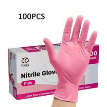 100只/包 粉色丁腈一次性手套 - 不含乳胶和橡胶，非无菌，无粉 - 淺粉色 - 查看 12