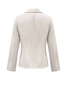 Women's Spring Blazer, Solid Color Elegant V-Neck Button Slim Fit Jacket, Casual Long Sleeve Single Button Small Suit, Suitable For Back To School Season And Daily Work - Apricot - View 5