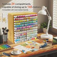 Marker Organizer For 168 MarkersBamboo Wooden Desk Storage Organizer Rack Markers Pens Pencils Art Brushes Storage Holder For Home Classroom Office Decor - Bamboo - View 2