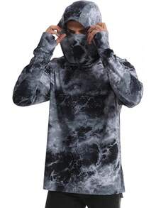 ¡RecomendadoYOUTHGO Sudadera con Capucha de Protección Solar para Hombre Camisa de Manga Larga UPF 50+ con Máscara para Pesca Correr¡Top de Temporada - Gris Carbón - Ver 2