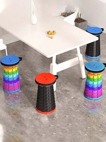 1 pieza Taburete telescópico portátil para exteriores, taburete portátil familiar, taburete de almacenamiento portátil multiusos para fiestas familiares, altura ajustable, adecuado para viajes al aire libre, camping, comidas, escalada de montañas, pesca, fiestas, festivales, escuelas