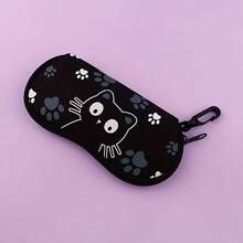 1pc Black Cat Pattern Eyeglass Case, Soft & Durable Neoprene Glasses Pouch, Scratch-Resistant Protective Sleeve, Compact & Portable, Storage & Protection, Suitable For Travel, Daily Use, Outdoor Activities, Unisex Fashion Accessory - Multicolor - View 7