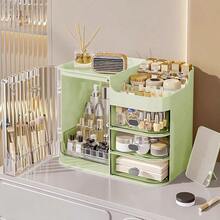 Makeup Organizers For Vanity Large Capacity Desk Organizers For Cosmetics With 3Layer Drawers And Mirror Cosmetics Display Case With Transparent Cover Ideal For Bedroom Vanity Desk Green