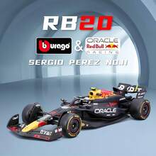 Burago 1/43 F1 红牛 RB20 2024 模型车（高级版）#1 马克斯·维斯塔潘 #11 塞尔吉奥·佩雷斯（含头盔），一级方程式 F1 压铸模型车，带亚克力展示盒，生日节日礼物，装饰品 - RB20-#11 - 查看 4