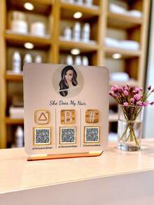 Plaque de signature personnalisée avec code QR, paiement personnel, signature de médias sociaux, signature de produits de beauté, signature pour scanner le paiement, identifiants de codes QR multiples - Rose bonbon - Voir 3