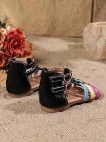 1双时尚儿童水钻凉鞋，儿童沙滩凉鞋，波西米亚风格，手工镶钻凉鞋 - 彩色 - 查看 5