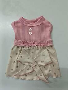 1 pieza Vestido para mascota, vestido sin mangas con estampado floral romántico con bufanda, cálido y lindo, adecuado para perros pequeños como poodle, teddy, bichón frisé, para todas las estaciones