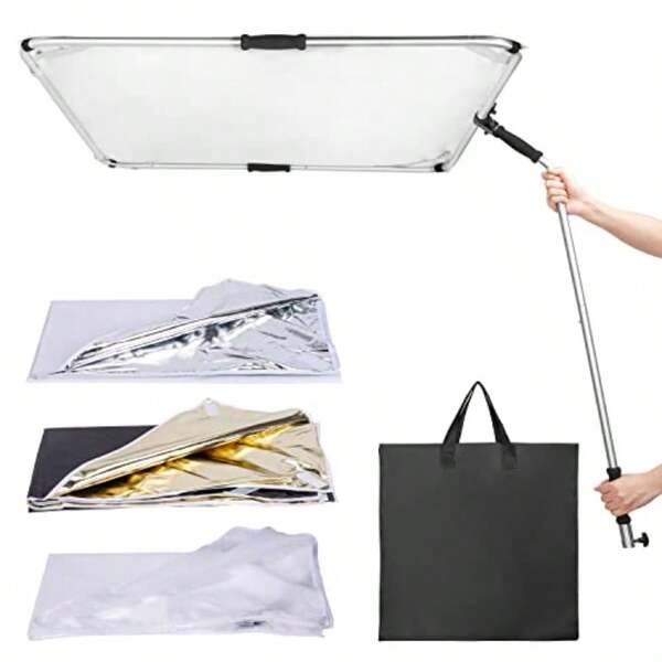 Portable Handheld Scrim Flag 39x39 Inch 100x100cm Light Reflector Panel Kit With Assemblable Frame Diffusion Gold And Black Silver And White