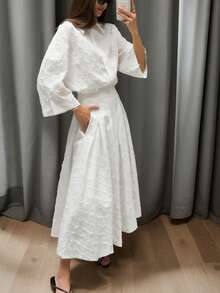 2pcs Women's Fashionable Shirt And Pants Set, Spring/Autumn - White - View 1