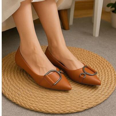 Sapatilha Bico Alongada Feminina Casual Confortável Sapato feminino Alongada D