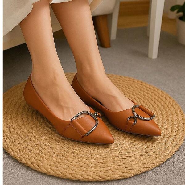 Sapatilha Bico Alongada Feminina Casual Confortável Sapato feminino Alongada D