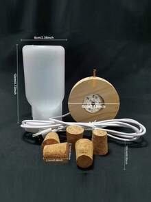 Driftwood Bottle Lamp Resin Mold Set, LED Lamp Shade Silicone Resin Mold With 1 USB-Powered Wooden Lighting Base And 5 Wooden Corks, For DIY Desktop Crafts, Party, Wedding, Desk Lamp And Home Decor, Furniture Ambiance Setting, Creative Gift, Holiday Present For Family And Friends, Bedside Lamp