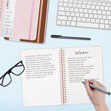 Cuaderno de diario con espiral forrado cuaderno de piel de tapa dura A5 para el trabajo 5.7 x 8.2 pulgadas cuaderno de papel grueso de 100 g/m² encuadernado en espiral para mujeres y hombres - como en la foto - Ver 3